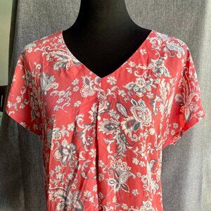 Coral Paisley Mixed Media Blouse